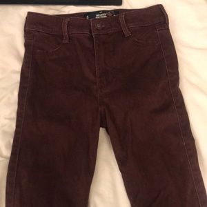 Hollister high rise skinny jeans in maroon